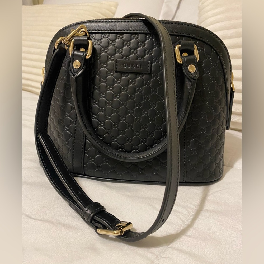 Black GUCCI Guccisissma Dome Satchel w/ Removable Strap